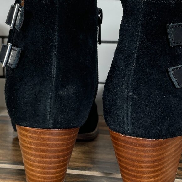 Vionic Aloft Chryssa Womens Size 6.5 Shoes Black Suede Open Toe Ankle Boots - Picture 5 of 14